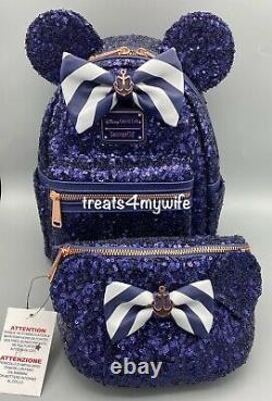 NWT Loungefly Disney Cruise Line MINNIE MOUSE SEQUIN Mini BackpackFanny Pack A