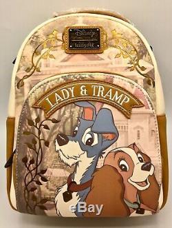 NWT Loungefly Disney Lady and The Tramp Suede Mini Backpack & Wallet EXCLUSIVE