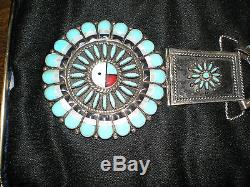 Native American turquoise necklace and cuff bracelet set