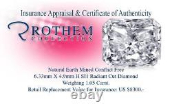 Natural 1.05 CT H SI1 Radiant Cut Loose Diamond 6.33 X 4.9 mm 31250715