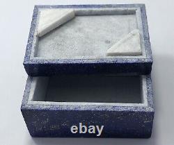 Natural Lapis Lazuli jewelry box set, 3 Size Handmade Boxes Set With Marble Afg