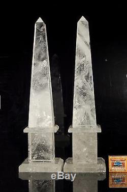 Natural Rock Crystal Quartz Obelisk Pair 15 Home Decoration Healing Point