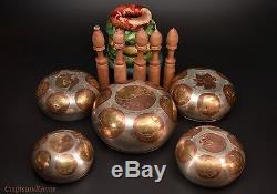 Nepalese Hand Made Silver 5 Chakra Complete Set Singing Bowl With Amazing Sounds