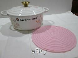 New Le Creuset Cast Iron Limited Edition Sakura Cherry Blossom 2.75qt & Trivet