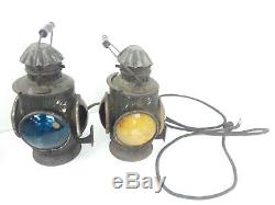 New York Central Lines Railroad Adlake Switch Lamp Pair Of 2