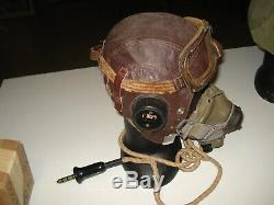 Original WW2 British C type flying helmet G type oxygen mask set