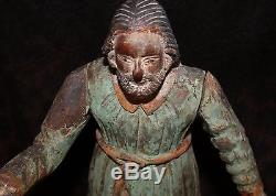 Outstanding 18th or 19th Century Carved & Painted Wood Saint 13 x 7 1'2w