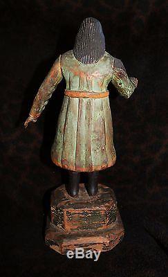 Outstanding 18th or 19th Century Carved & Painted Wood Saint 13 x 7 1'2w