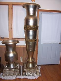 Pair Artist SIGNED bronze tall urns WALDORF ASTORIA NEW YORK CITY