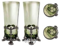 Pair of ALCHEMY Noveau GREEN FAIRY Fee Verte Hand-blown ABSINTHE Tumbler Glasses