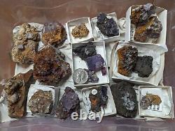 Purple Fluorite Flat, Wholesale 18 Pcs, UV Reactive, Ojuela, Mexico