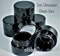 Qty 100 uv glass jar Ultraviolet 5ml Black Wholesale Purple Essential Oils