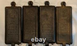 RARE! 4 pcs Griswold ERIE PA Cast Iron Hotel Waffle Iron For #12 #2608, #2609