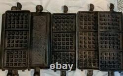 RARE! 4 pcs Griswold ERIE PA Cast Iron Hotel Waffle Iron For #12 #2608, #2609