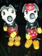 Rare Antique 1930s Fun-e-flex Disney Wood Toys Mickey & Minnie Mouse Figures