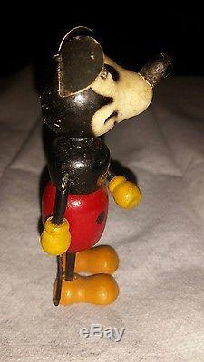 RARE ANTIQUE 1930s Fun-E-Flex Disney Wood Toys Mickey & Minnie Mouse Figures