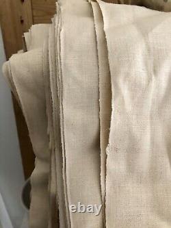 RARE French deadstock pure LINEN BOLT natural tone UPHOLSTERY c1900