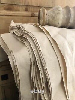 RARE French deadstock pure LINEN BOLT natural tone UPHOLSTERY c1900