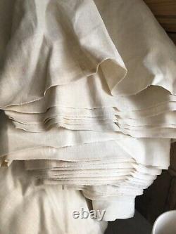 RARE French deadstock pure LINEN BOLT natural tone UPHOLSTERY c1900