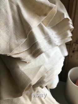 RARE French deadstock pure LINEN BOLT natural tone UPHOLSTERY c1900