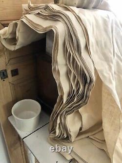 RARE French deadstock pure LINEN BOLT natural tone UPHOLSTERY c1900