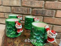 RARE Lot of 4 Vintage MCM Holt Howard Christmas Tree Santa Mugs in Original BOX