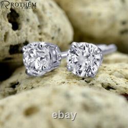 REAL 3.25 CT Womens Wedding Diamond Stud Earrings 18K White Gold F I2 19753373