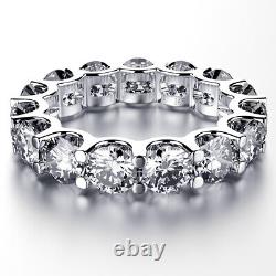 REAL 6.90 CT J SI1 Diamond Eternity Ring 14K White Gold Wedding Band 54586733