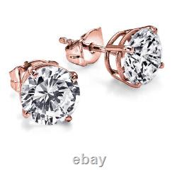 REAL Solitaire Diamond Earrings 1.02 Karat ctw Rose Gold Ear Studs I2 54423289