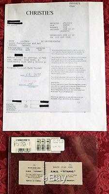 RMS Titanic Orig Turkish Bath Ticket & Stub from Guernsey's & Christie Auction