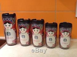 RUSSIA. Starbucks tumbler Matryoshka Russian FAMILY SET 8,8,12,12,16, oz