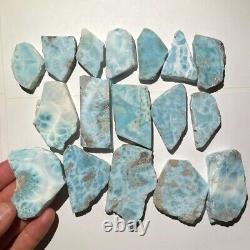 Rare 17pc Lot XL Larimar Slab Set 400g Wholesale Caribbean Crystal Lapidary Set