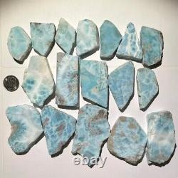 Rare 17pc Lot XL Larimar Slab Set 400g Wholesale Caribbean Crystal Lapidary Set