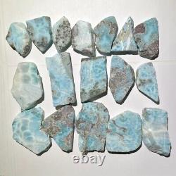 Rare 17pc Lot XL Larimar Slab Set 400g Wholesale Caribbean Crystal Lapidary Set