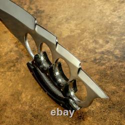 Rare Custom Hand Made D2 Tool Steel Bowie Hunting Knife Full Tang Micarta Handle