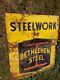 Rare Original Steel Works Bethlehem Steel Sign 5 Ft X 4 Ft