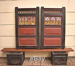 Rare Victorian era Saloon Doors stain-glass swinging 1/2-size or Butlers-Pantry