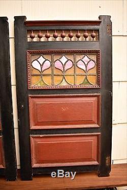 Rare Victorian era Saloon Doors stain-glass swinging 1/2-size or Butlers-Pantry