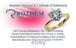 Real 1.50 Carat Solitaire Diamond Engagement Ring 18K Yellow Gold I1 22953013
