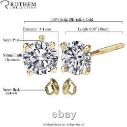 Real 5.1 mm One 1 CT D I2 Diamond Stud Earrings Sale 18K Yellow Gold 34154482