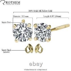 Real Solitaire Diamond Stud Earrings 1.50 Karat Yellow Gold SI2 Studs 53492354