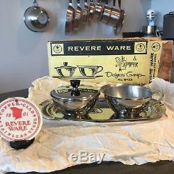 Revere Ware Designer's Group Sugar Cream SET Mid Century TRAY Art Deco + Teapot