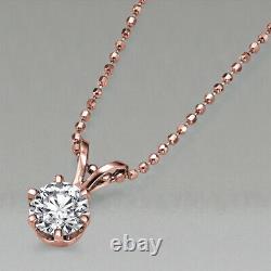 Rose Gold Solitaire Diamond Pendant Necklace 0.55 Carat 14K I1 H 54024279