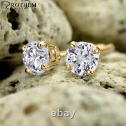 SALE 2 CT D SI1 Birthday Wedding Diamond Earrings 18K Yellow Gold Real 54372034