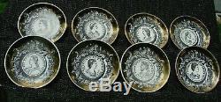 SET of 8 PROFILI ROMANI Signed PIERO FORNASETTI Vintage MCM Portrait Coasters