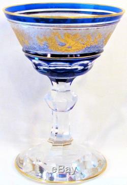 Set12 Antique Val St. Lambert Beaudoindanse De Flore Gold&crystal Cocktail Glass
