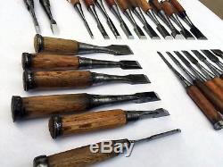 Set of 25 Japanese Wood Chisels Assorted Sizes Bench & Timber Vintage Nomi
