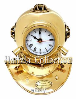 Set of 3 Copper Brass Divers Diving Helmet Clock Antique Collectible Desk Decor