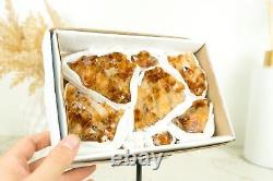 Set of 7 Citrine Clusters of Super Extra Grade, Wholesale Flat Box, Small, Deep