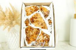 Set of 7 Citrine Clusters of Super Extra Grade, Wholesale Flat Box, Small, Deep